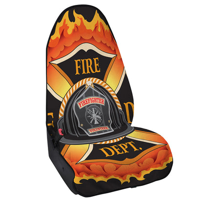 Flaming Firefighter Emblem Print Waterproof Car Seat Cover