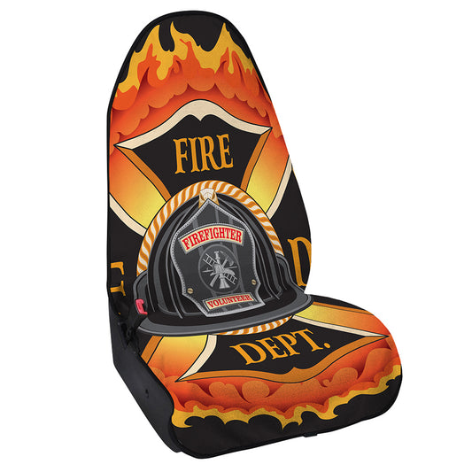 Flaming Firefighter Emblem Print Waterproof Car Seat Cover