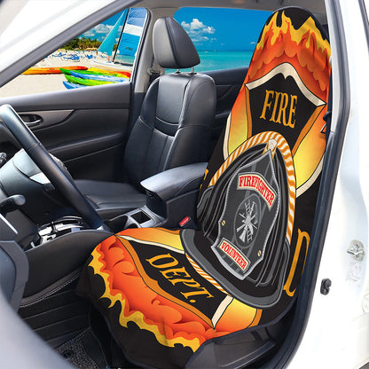 Flaming Firefighter Emblem Print Waterproof Car Seat Cover