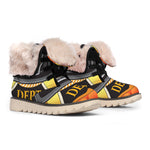 Flaming Firefighter Emblem Print Winter Boots