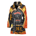 Flaming Firefighter Emblem Print Women's Bathrobe