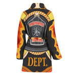 Flaming Firefighter Emblem Print Women's Bathrobe
