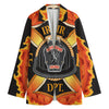 Flaming Firefighter Emblem Print Women's Blazer