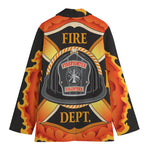 Flaming Firefighter Emblem Print Women's Blazer