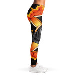 Flaming Firefighter Emblem Print Women's Leggings