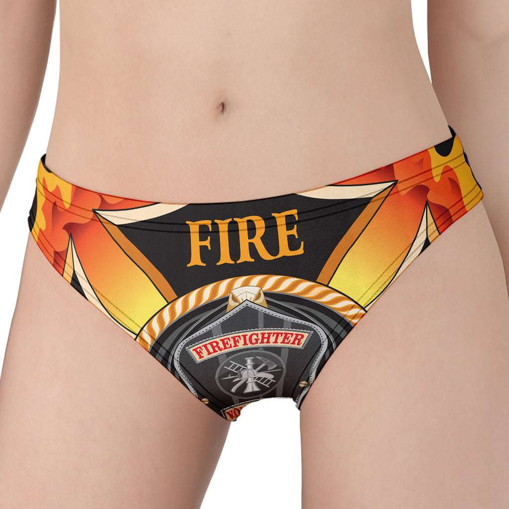 Flaming Firefighter Emblem Print Women's Panties