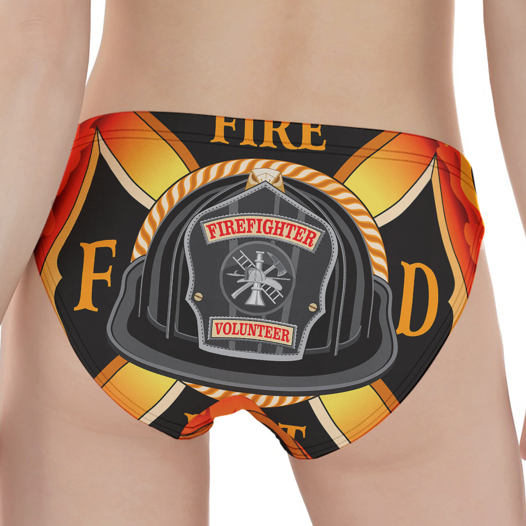 Flaming Firefighter Emblem Print Women's Panties