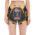 Flaming Firefighter Emblem Print Women's Split Running Shorts