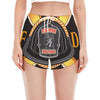 Flaming Firefighter Emblem Print Women's Split Running Shorts