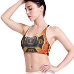 Flaming Firefighter Emblem Print Women's Sports Bra
