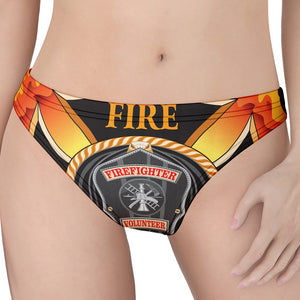 Flaming Firefighter Emblem Print Women's Thong