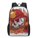 Flaming Firefighter Skull Print 17 Inch Backpack