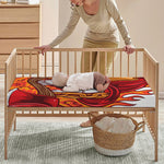 Flaming Firefighter Skull Print Baby Crib Sheet