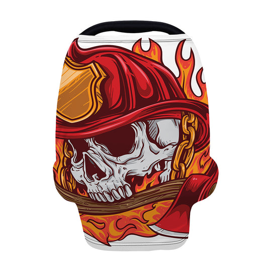 Flaming Firefighter Skull Print Baby Seat Cover