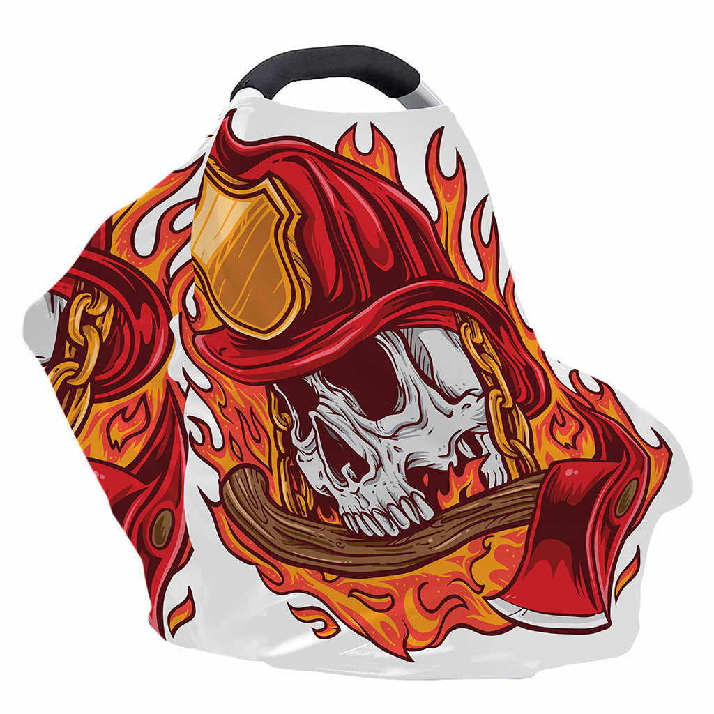Flaming Firefighter Skull Print Baby Seat Cover