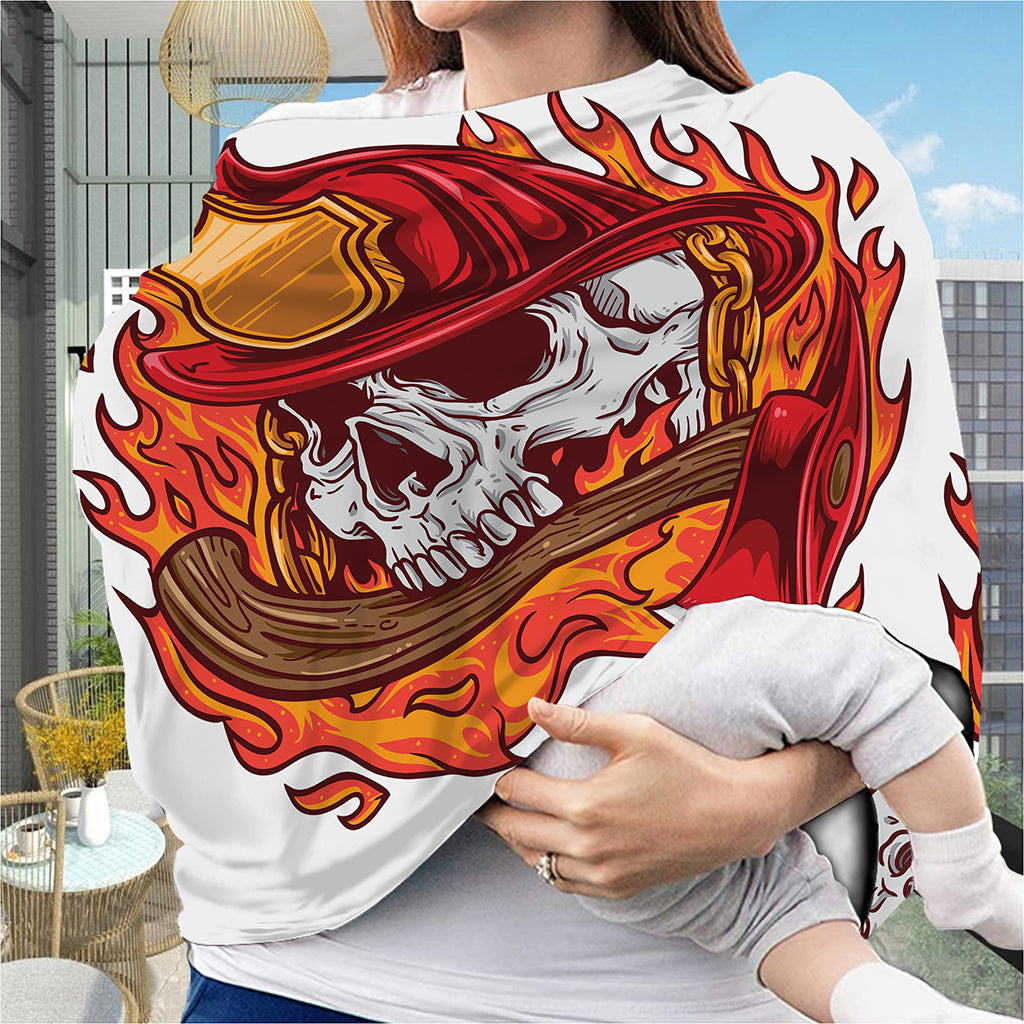 Flaming Firefighter Skull Print Baby Seat Cover