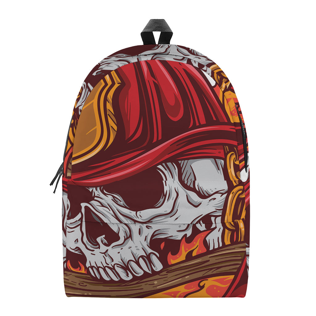 Flaming Firefighter Skull Print Backpack