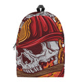 Flaming Firefighter Skull Print School Backpack