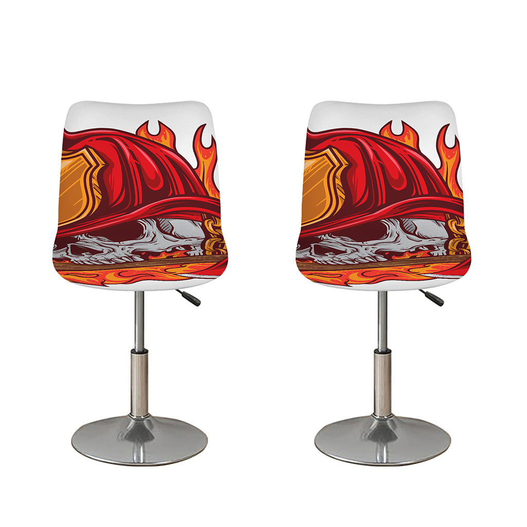 Flaming Firefighter Skull Print Bar Stool Covers