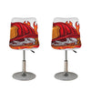 Flaming Firefighter Skull Print Bar Stool Covers