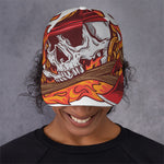 Flaming Firefighter Skull Print Baseball Cap