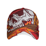 Flaming Firefighter Skull Print Baseball Cap