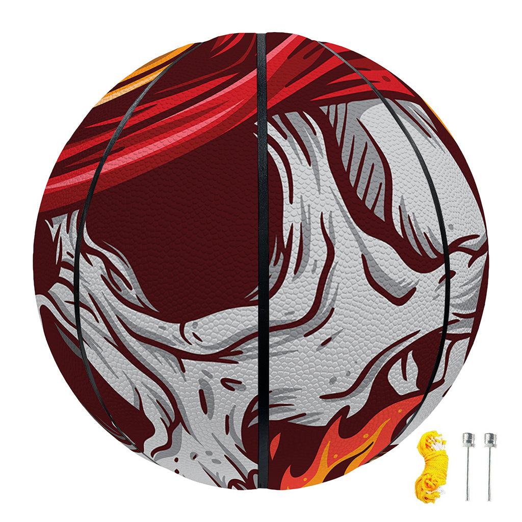 Flaming Firefighter Skull Print Basketball