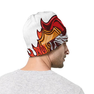 Flaming Firefighter Skull Print Beanie