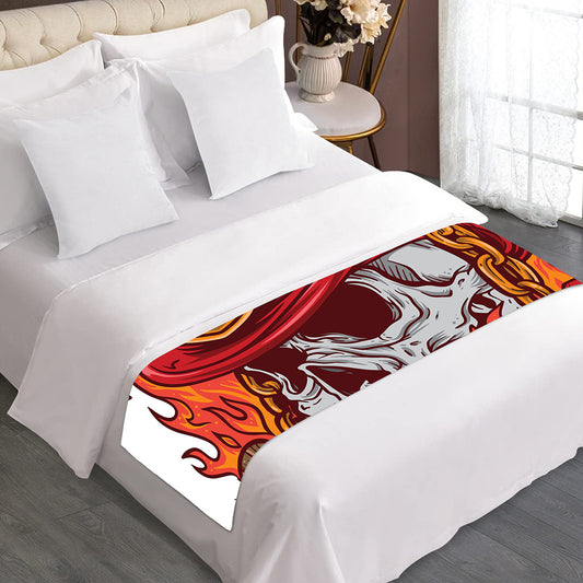 Flaming Firefighter Skull Print Bed Runner