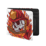Flaming Firefighter Skull Print Bifold Wallet