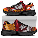 Flaming Firefighter Skull Print Black Chunky Shoes