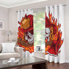 Flaming Firefighter Skull Print Blackout Grommet Curtains