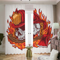 Flaming Firefighter Skull Print Dimout Pencil Pleat Curtains