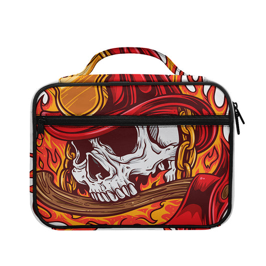 Flaming Firefighter Skull Print Briefcase Bible Bag