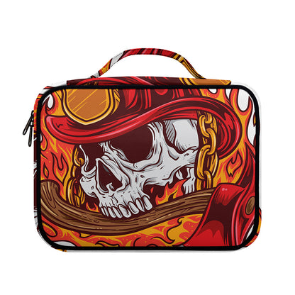 Flaming Firefighter Skull Print Briefcase Bible Bag