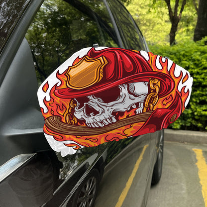 Flaming Firefighter Skull Print Car Side Mirror Covers
