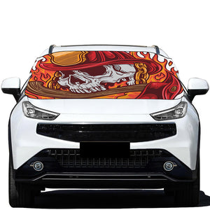 Flaming Firefighter Skull Print Car Windshield Snow Cover