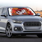 Flaming Firefighter Skull Print Car Windshield Sun Shade