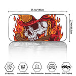 Flaming Firefighter Skull Print Car Windshield Sun Shade