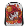 Flaming Firefighter Skull Print Casual Backpack