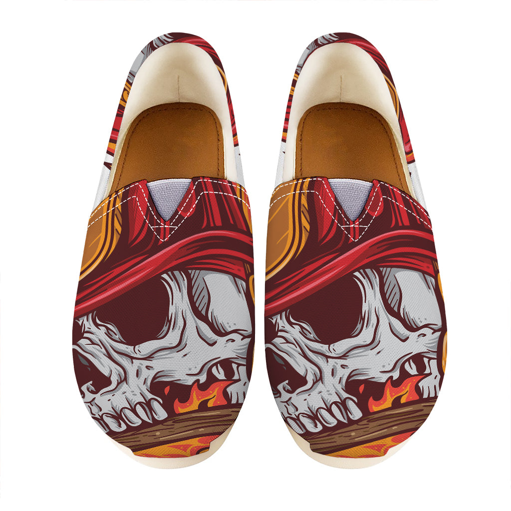 Flaming Firefighter Skull Print Casual Shoes