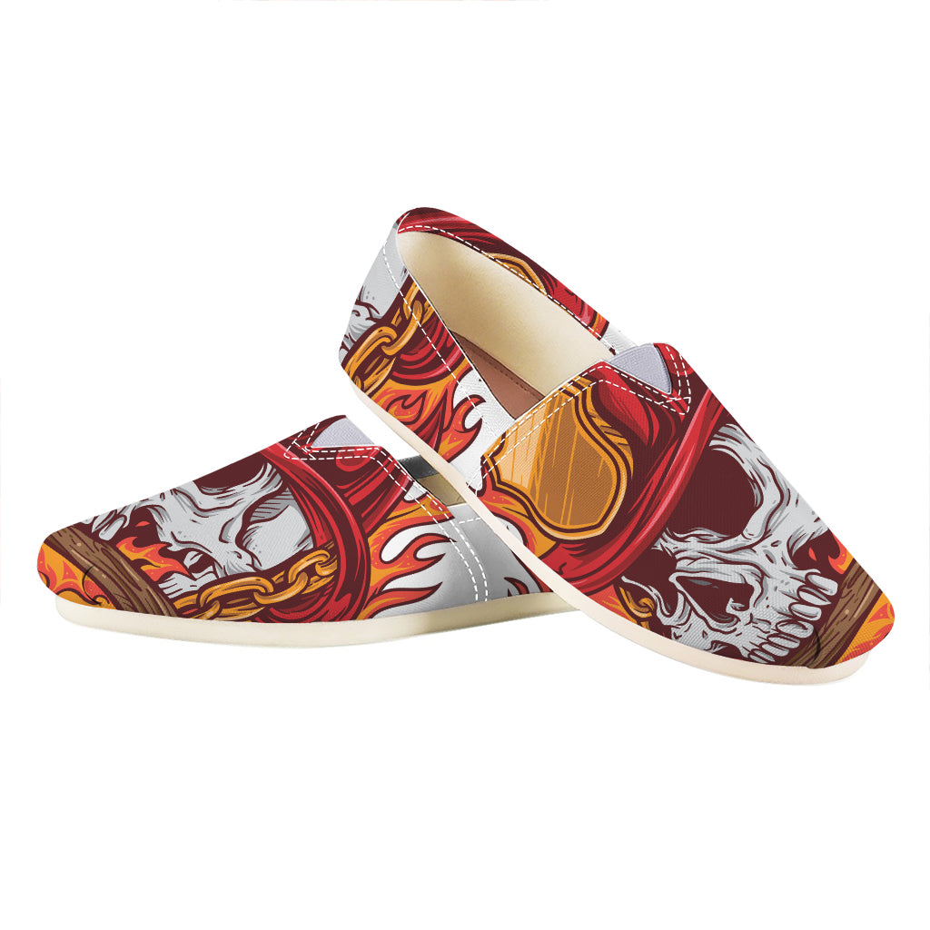 Flaming Firefighter Skull Print Casual Shoes