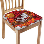Flaming Firefighter Skull Print Chair Cushion Cover