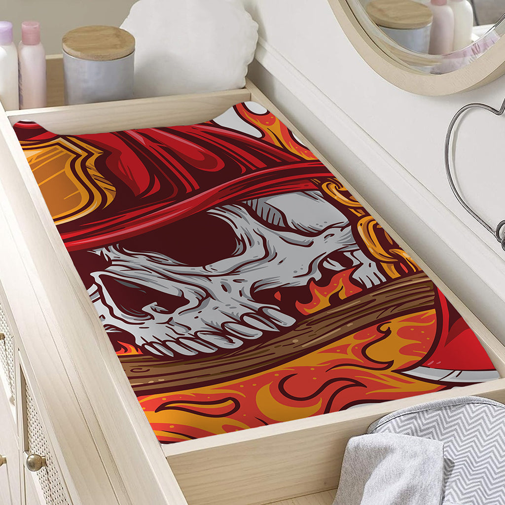 Flaming Firefighter Skull Print Changing Pad Cover