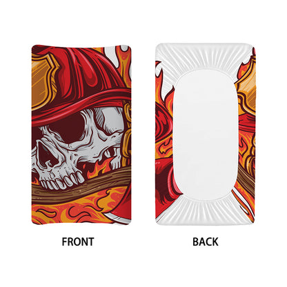 Flaming Firefighter Skull Print Changing Pad Cover