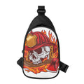 Flaming Firefighter Skull Print Sling Bag