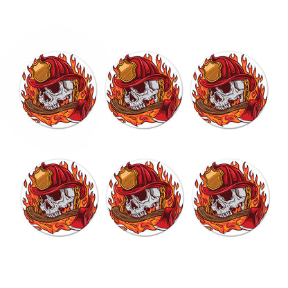 Flaming Firefighter Skull Print Coaster Set