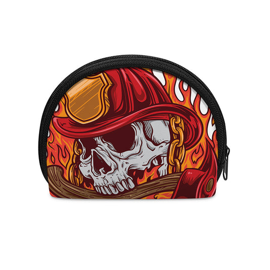 Flaming Firefighter Skull Print Coin Purse