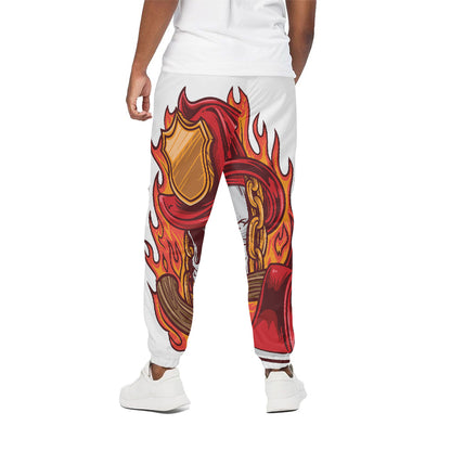 Flaming Firefighter Skull Print Cotton Pants