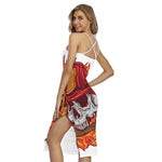 Flaming Firefighter Skull Print Cross Back Cami Dress